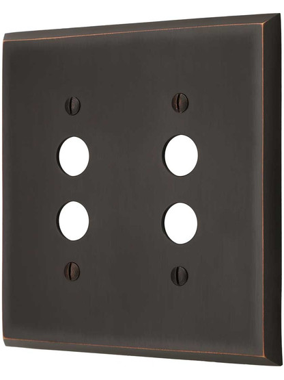 Traditional Double Gang Push Button Switch Plate In Forged Brass